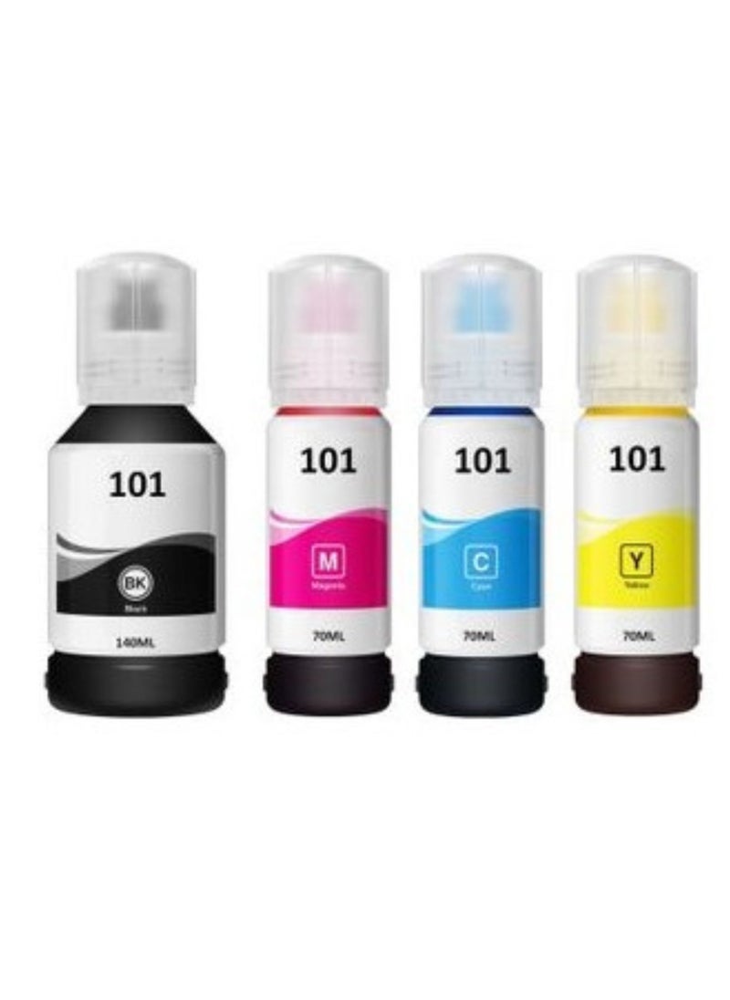 Generic 101 Ink set Compatible for Epson for EcoTank 4-Pack Black Cyan Magenta Yellow for L4150 L4160 L6160 L6170 L6176 L6190 L14150 Printer  - Image 1