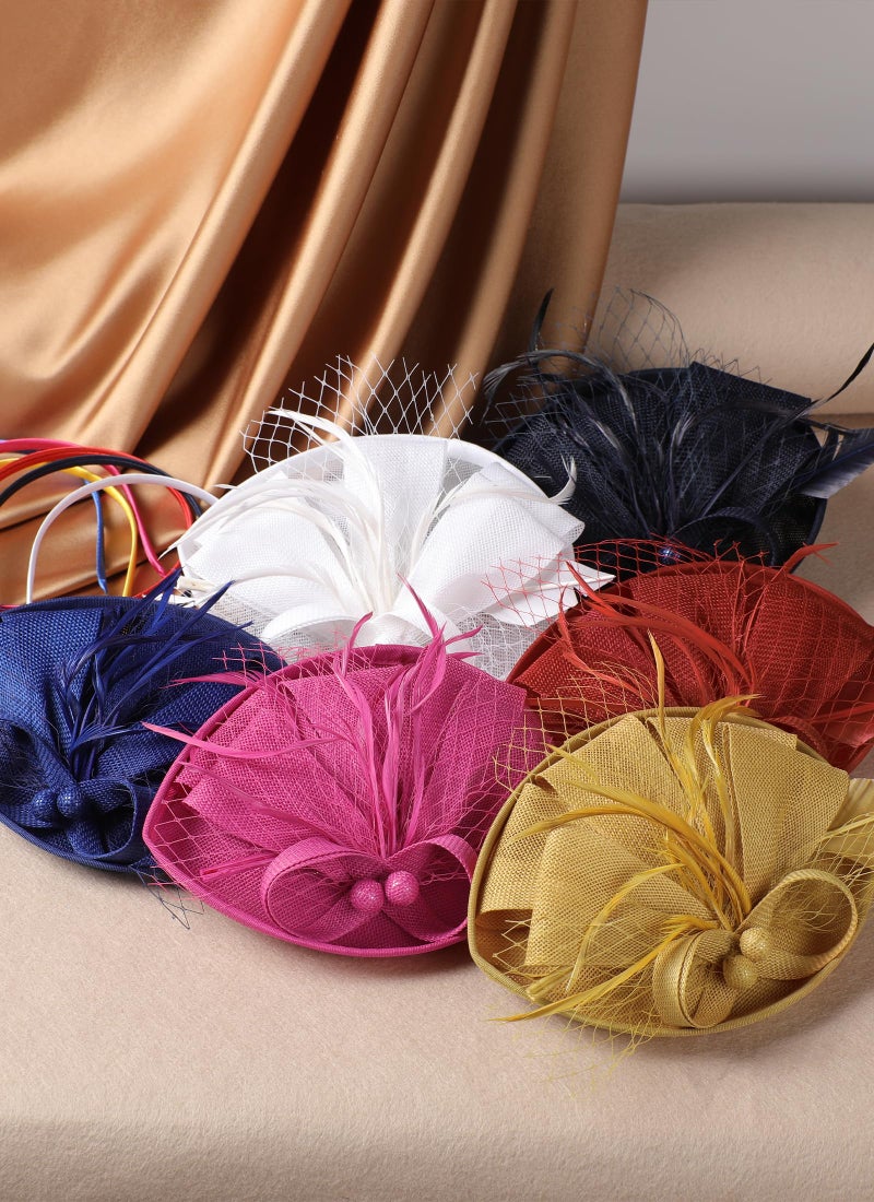 Zinniday Tea Party Hat for Women - 2026 Derby Fascinator with Detachable Headband (7.87 â€œx5.9â€ / Head Circumference 21.5â€œ-23.5â€) - Lightweight Feather & Polyester Dark Blue - Image 5