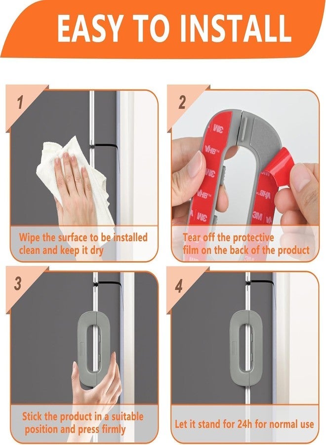 edtepy Child Safety Door Lock | Self Adhesive Baby Proofing Lock for Fridge, Freezer, Cabinet, Cupboard, and Wardrobe | No Tools or Drilling Needed | Strong Hold, Grey(Pack of 1) - Image 2