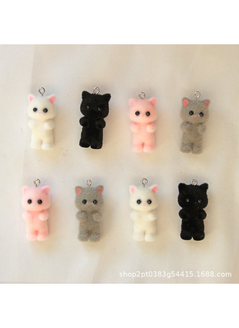 Generic 3D resin flocking cute cat pendant diy handmade earring car accessories material wholesale mix