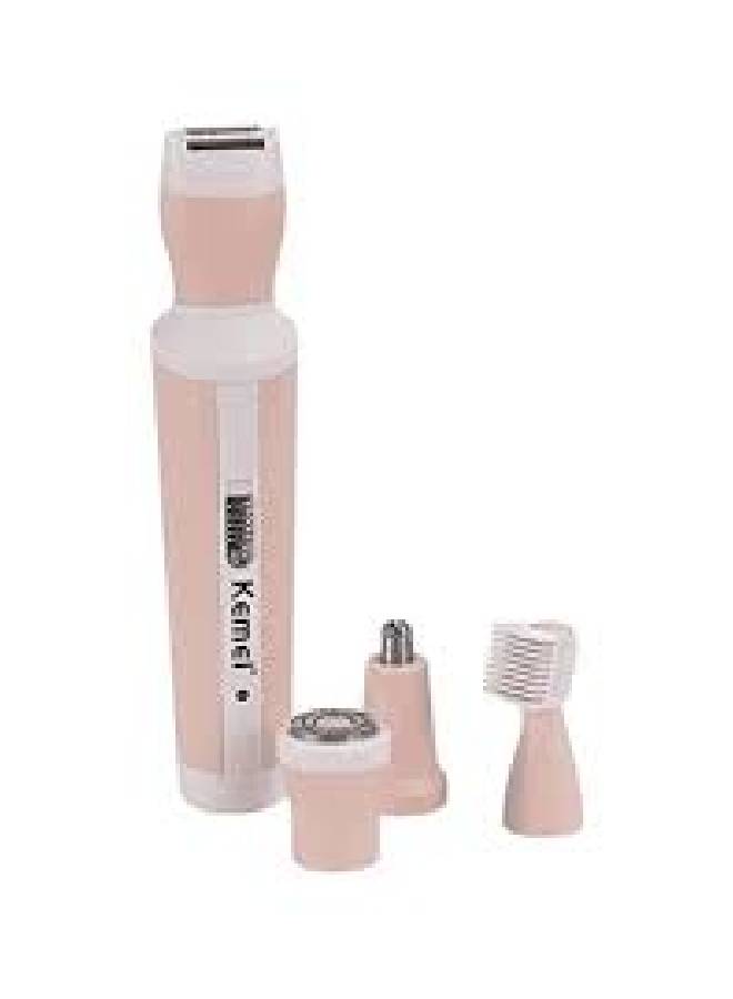 Kemei KM-3024 4 In 1 Shaver Suit Rechargeable Hair Removal Epilator Pink/White - Image 1