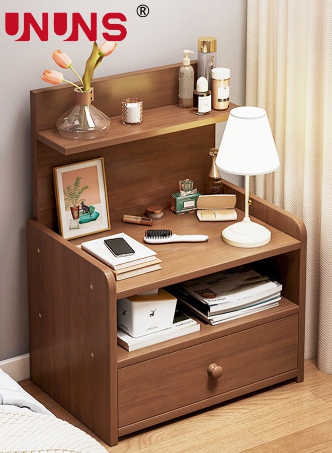 UNUNS NightStand,Bedside Table Side Table With Storage Drawer ,Easy Assembly Bedside Storage Cabinet Organizer For Living Room Bedroom Office,Brown - Image 1