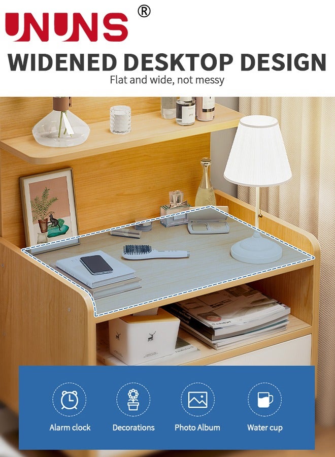 UNUNS NightStand,Bedside Table Side Table With Storage Drawer ,Easy Assembly Bedside Storage Cabinet Organizer For Living Room Bedroom Office,Brown - Image 3