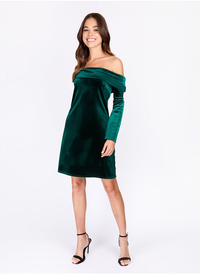 Little Mistress - Pu Bardot Dress - Image 1