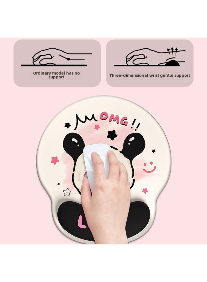 Cute Round Mouse Pad Memory Foam Wrist Pad Mouse Pad Wrist Dirty Resistant Computer Silicone Mouse Pad Series-Pattern:Purple Lotus  - Image 3