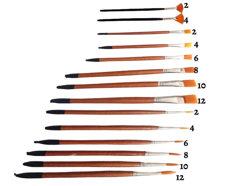 Artonezt Artist Paint Brushes for Acrylic, Oil and Water Colours -Round, Flat and Fan Brushes, 14 Piece + No Spill Paint Cups, Set of 2 Art and Craft Tool - Image 2