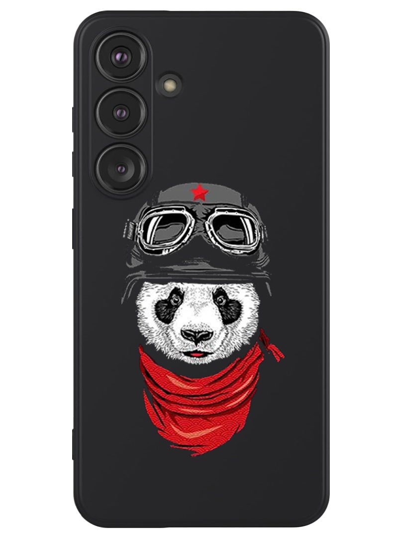 Theodor Protective Slim Fit Case Liquid Silicone Cover with Full Body Protection Anti-Scratch Shockproof Case For Samsung Galaxy S24 (Black) - Panda - Image 1