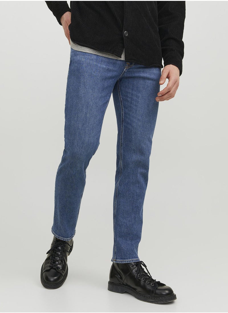 JACK & JONES - Jjiclark original Light Wash Straight Fit Jeans - Image 1