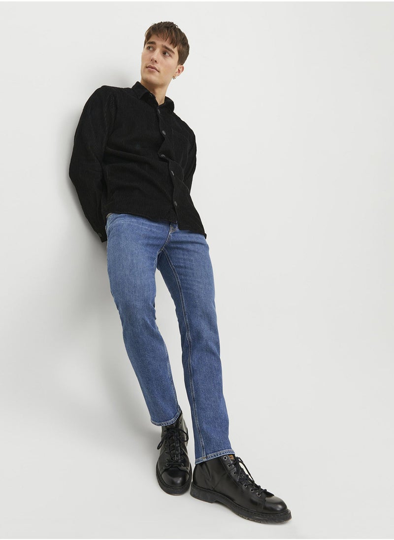 JACK & JONES - Jjiclark original Light Wash Straight Fit Jeans - Image 1