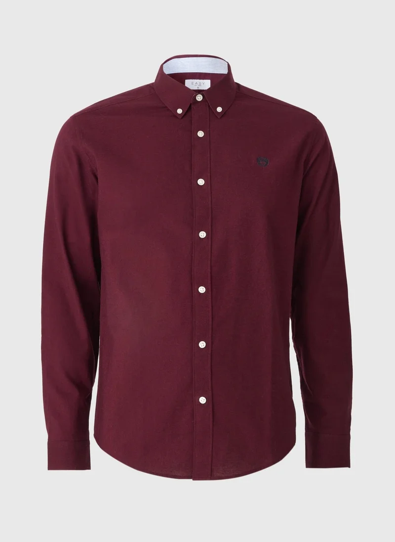 Matalan Burgundy Oxford Plain Shirt
