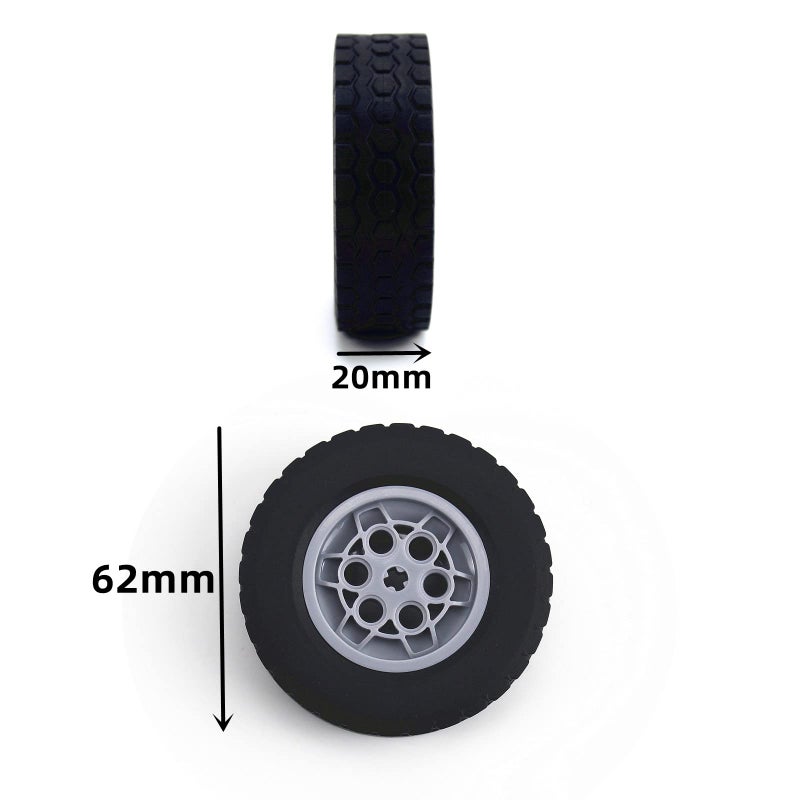 Generic TTLYHEK Technical Tires and Wheels Set Compatible with Major Brand Building Block Brick Toy Accessories Technical Parts Tyres Dia 62x20mm (4pcs)  - Image 2