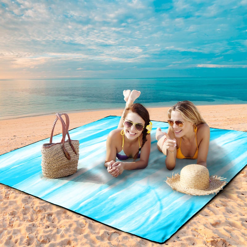 WIWIGO Beach Blanket Waterproof Sandproof Beach Mat 79" X 83"/10'x9'for 2-8 Adults Quick Drying Outdoor Picnic Mat Beach Accessories for Travel, Camping, Hiking - Image 4