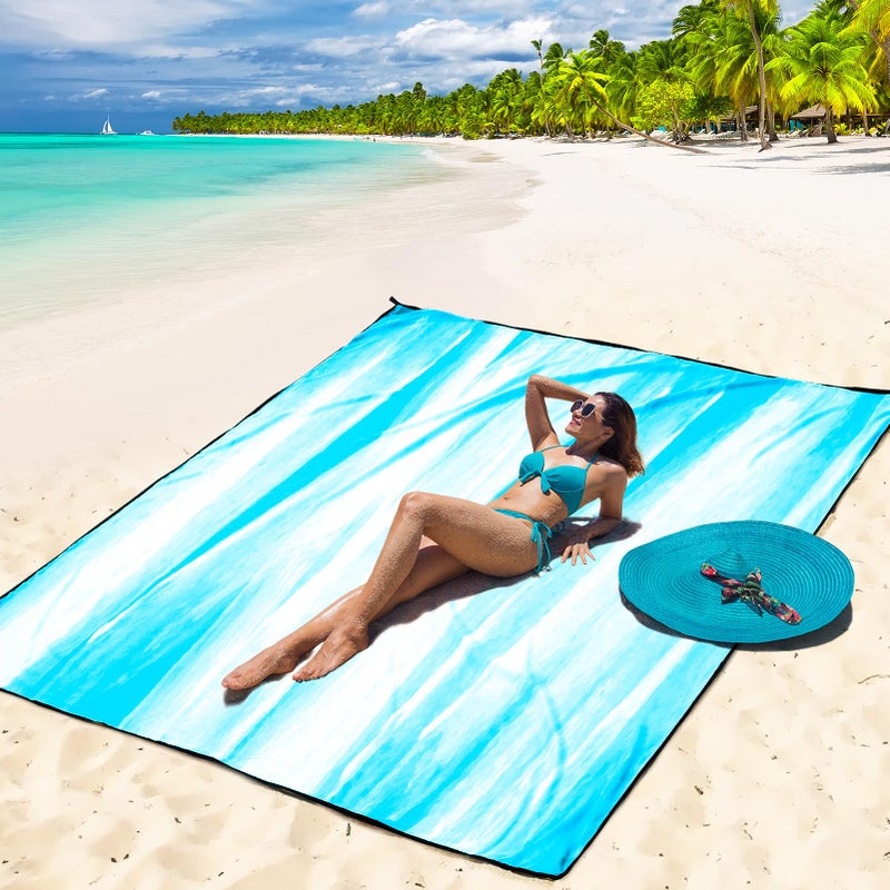 WIWIGO Beach Blanket Waterproof Sandproof Beach Mat 79" X 83"/10'x9'for 2-8 Adults Quick Drying Outdoor Picnic Mat Beach Accessories for Travel, Camping, Hiking - Image 5