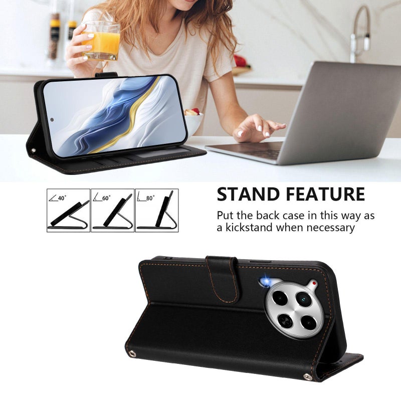 erorex For Tecno Camon 30 4G / 5G Embossed  Cat Leather Phone Case with Hand Strap(Black) - Image 3