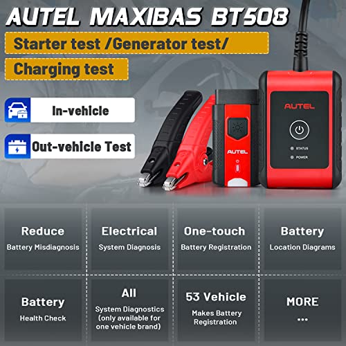 Autel MaxiBAS BT508 Car Battery Tester 2026 Up BT506 Lite of BT608 6V 12V Digital Automotive Battery Test 1002000 CCA Load Capacity 1224V Charging Cranking Analyzer Adaptive Conductance - Image 3