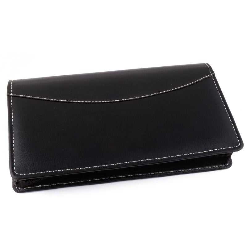 Asraw PU Faux Leather Expanding and Multiple Cheque Book Holder for Cards, Passbook & Chequebook - Chequebook Holder, Passbook Holder, Documents Holder for Office & Home Use (Black) - Image 1