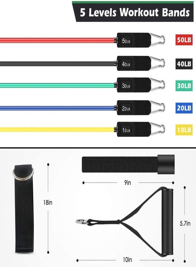 RIVUGJA Resistance Bands Set for Exercise, Stretching and Workout Toning Tube Kit with Foam Handles, Door Anchor, Ankle Strap and Carrying Bag for Men, Women - Image 2