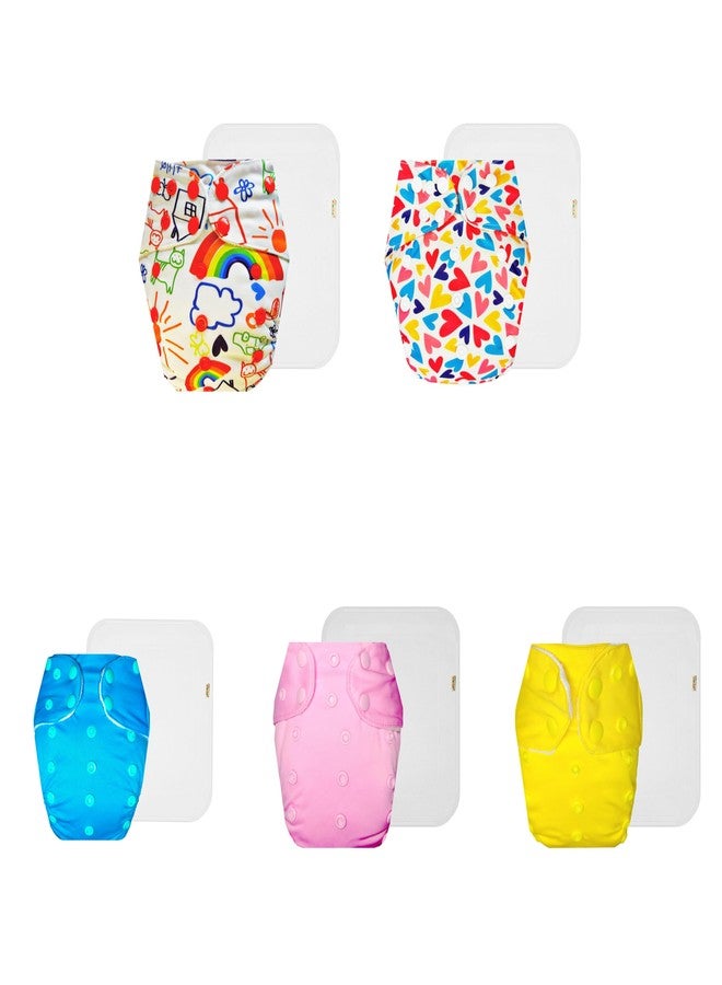 حفاضات دمبلدو القماشية الممتازة مع حشوة قطنية (عبوة من 5) | ناعمة ولطيفة | وسادة ماصة بست طبقات | سريعة الجفاف | مناسبة للارتداء طوال اليوم | من 3 أشهر إلى 3 سنوات | للجنسين - Image 1