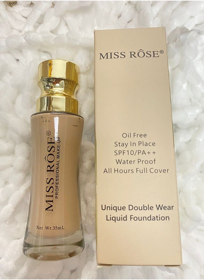 Miss Rose كريم أساس سائل مرطب للوجه يدوم طويلاً ولا يتلطخ، خافي عيوب طبيعي شفاف وخفيف الوزن، لون بشرة موحد  - Image 2