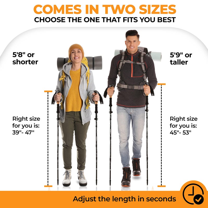 Foxelli Lightweight Trekking Poles â€“ Compact Walking Sticks with Quick Locks, Ergonomic Cork Grip & All-Terrain Accessories â€“ Adjustable Collapsible Poles for Travel & Hiking - Image 4