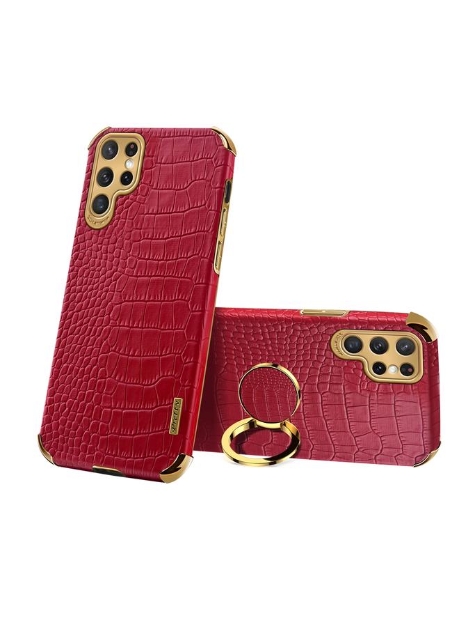 اس-توب جراب لهاتف Samsung Galaxy S22 Ultra 5G، جراب هاتف 6D مطلي بالكهرباء من نسيج التمساح مع حامل - Image 2