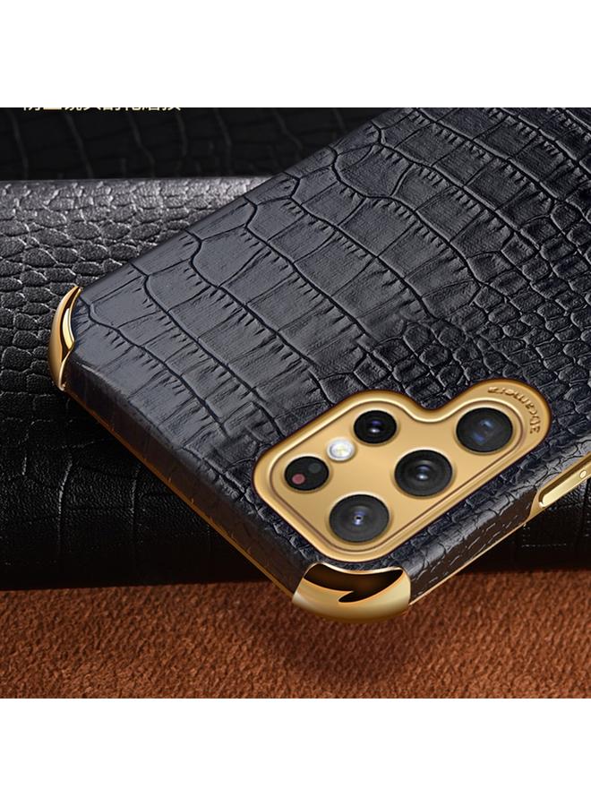 اس-توب جراب لهاتف Samsung Galaxy S22 Ultra 5G، جراب هاتف 6D مطلي بالكهرباء من نسيج التمساح مع حامل - Image 4