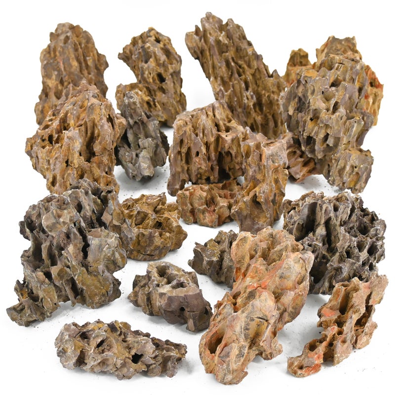 Unocho Dragon Stone Aquarium Rocks 5lb Seiryu Stone for Fish Aquariums Landscaping Model Fish Tanks Terrariums Vivariums Paludarium Amphibian Enclosures(2-4 inches) - Image 1