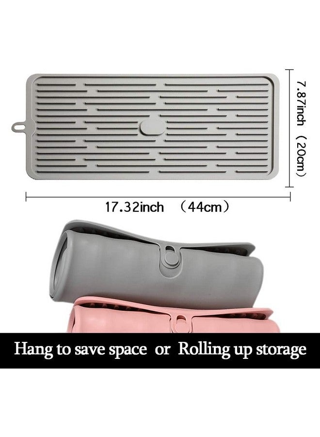 NILKANTH® Dish Drying Mat,Large Silicone Drying Mat,Silicone Kitchen Countertop Drying Mat for Pots, Pans, Glassware, Silverware, 17.3" 7.9" 0.2" (Grey) - Image 2