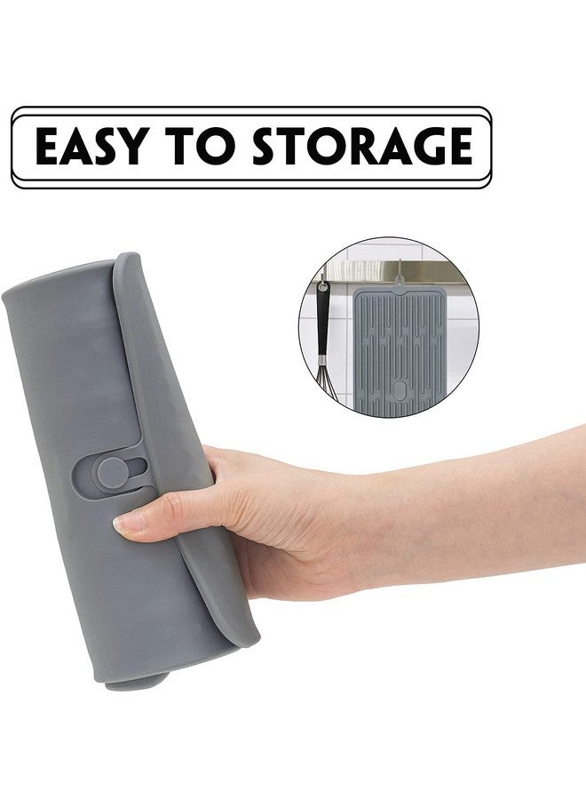 NILKANTH® Dish Drying Mat,Large Silicone Drying Mat,Silicone Kitchen Countertop Drying Mat for Pots, Pans, Glassware, Silverware, 17.3" 7.9" 0.2" (Grey) - Image 5