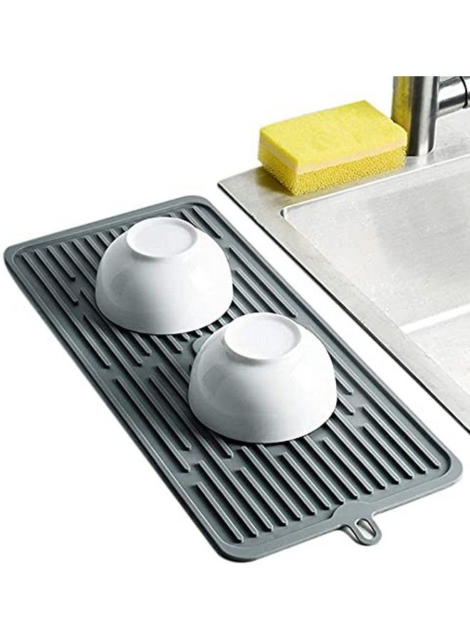 NILKANTH® Dish Drying Mat,Large Silicone Drying Mat,Silicone Kitchen Countertop Drying Mat for Pots, Pans, Glassware, Silverware, 17.3" 7.9" 0.2" (Grey) - Image 4