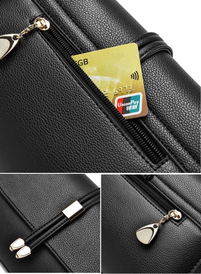 Women's Versatile PU Leather Shoulder Bag, Ladies Multi-pocket Crossbody Bag Sling Bag Side Bag, Daily Commuter/Banquet/Party/Campus Large-capacity Frequent Carrying Bag for Girls/Dtudents(Black) - Image 4