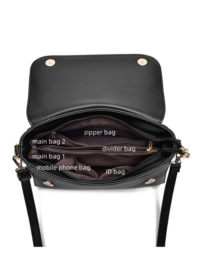 Women's Versatile PU Leather Shoulder Bag, Ladies Multi-pocket Crossbody Bag Sling Bag Side Bag, Daily Commuter/Banquet/Party/Campus Large-capacity Frequent Carrying Bag for Girls/Dtudents(Black) - Image 5