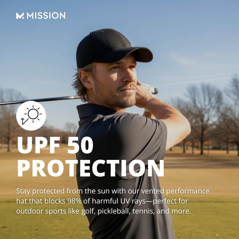 MISSION Cooling UPF Vented Performance Hat - Unisex One Size Cap for Workouts, Golf & Running - Sweat & Water Activated Technology (White) - Image 3