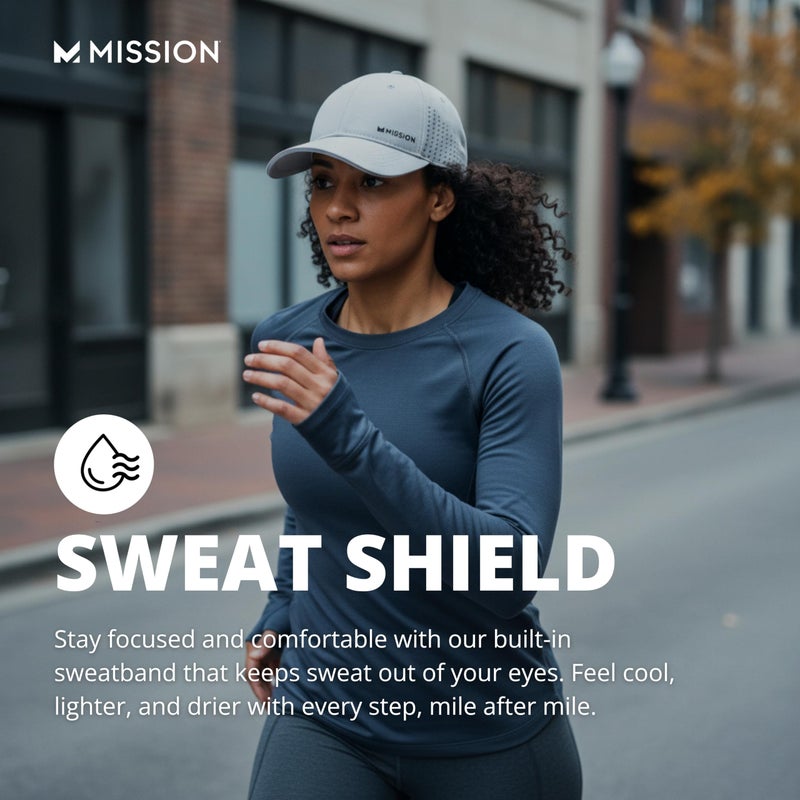 MISSION Cooling UPF Vented Performance Hat - Unisex One Size Cap for Workouts, Golf & Running - Sweat & Water Activated Technology (White) - Image 2