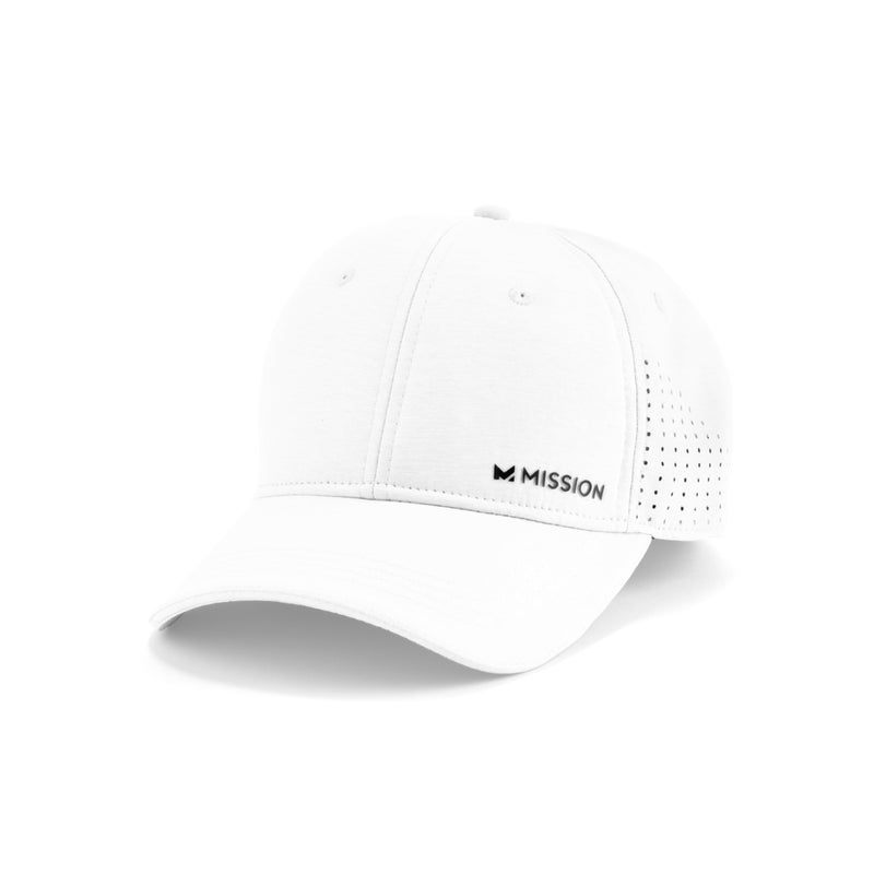 MISSION Cooling UPF Vented Performance Hat - Unisex One Size Cap for Workouts, Golf & Running - Sweat & Water Activated Technology (White) - Image 1