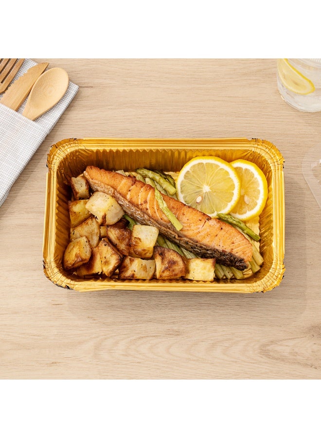 Restaurantware Foil Lux 27 Ounce Foil Pans, 200 Recyclable Aluminum Take Out Containers - Heavy Duty, Rectangle, Black And Gold Aluminum Foil To Go Containers, Freezer Safe, For Large Meals Or Sides - Image 4