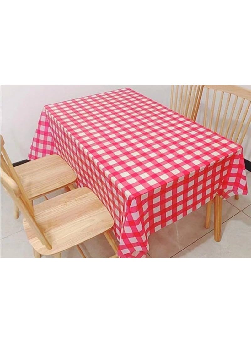Generic Red and White Checkered Tablecloth, Waterproof Fabric, 137 x 274 cm .flo