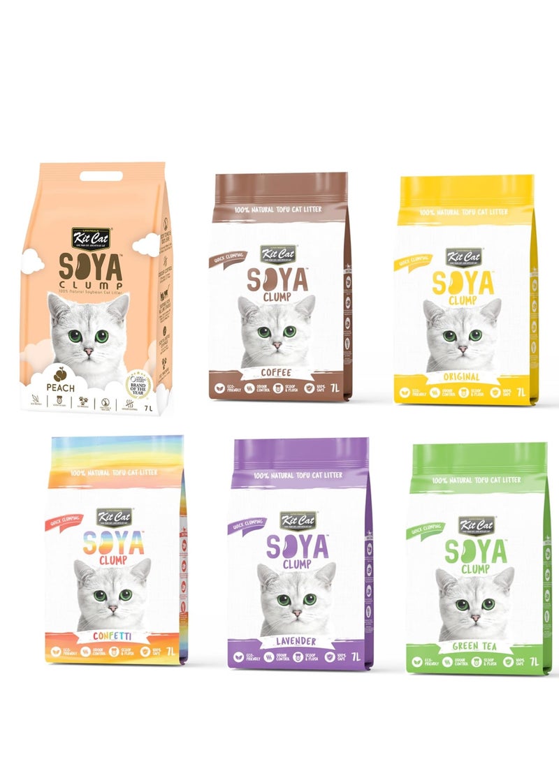 Kit Kat Kit Cat Soya Clump Soybean Litter-7 L-Pack of 6 mix Flavour - Image 1
