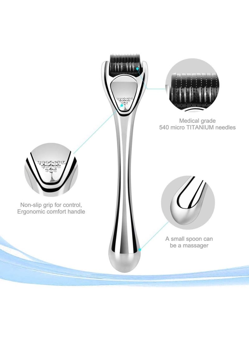 SOLARAE Microneedling Derma Roller, Skin Care 540 Micro Needles Titanium Microneedling Tool 0.75 mm, Silver Professional Microneedling Derma Roller Cosmetic Microdermabrasion Titanium Micro Needles - Image 2