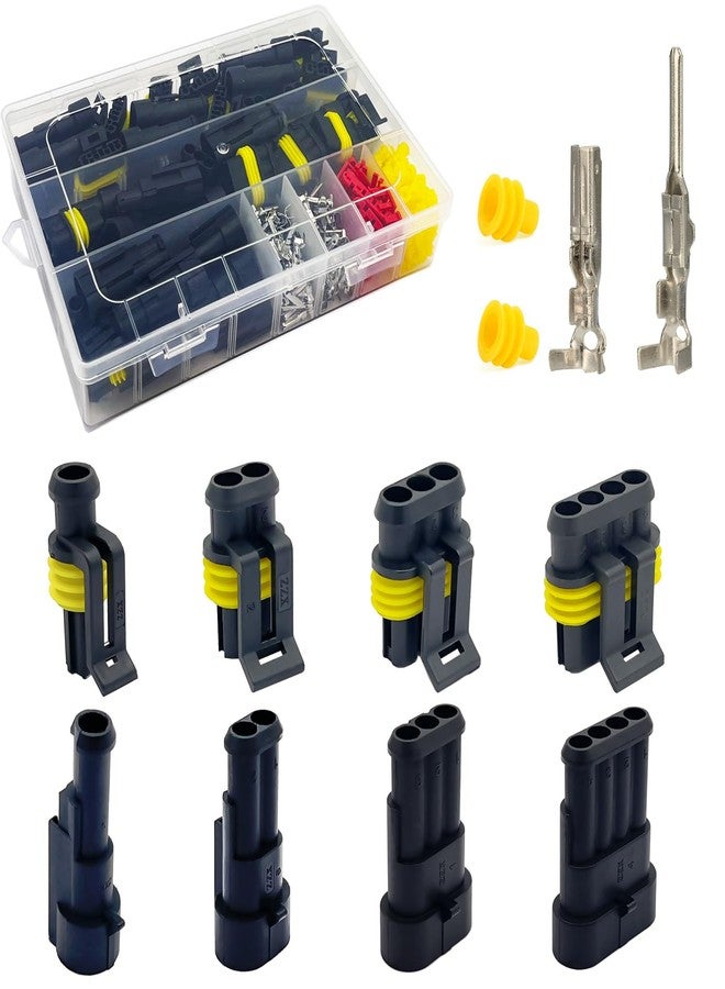 Twippo 352Pcs Waterproof Car Electrical Connector Terminals Automotive Electrical Wire Connector Plug Kit 1/2/3/4 Pin Connectors Male and Female - Image 1