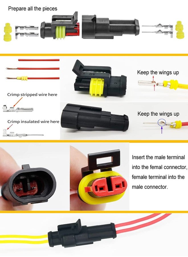 Twippo 352Pcs Waterproof Car Electrical Connector Terminals Automotive Electrical Wire Connector Plug Kit 1/2/3/4 Pin Connectors Male and Female - Image 5