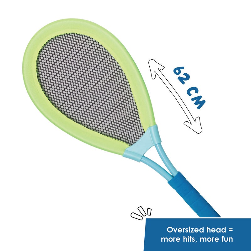 alldoro XL Racket Set | Oversized 62x26cm Rackets | Shuttlecock & Soft Ball Included | Weatherproof | Outdoor Badminton Toy for Kids Age 5+ - Image 4