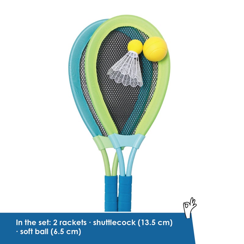 alldoro XL Racket Set | Oversized 62x26cm Rackets | Shuttlecock & Soft Ball Included | Weatherproof | Outdoor Badminton Toy for Kids Age 5+ - Image 3