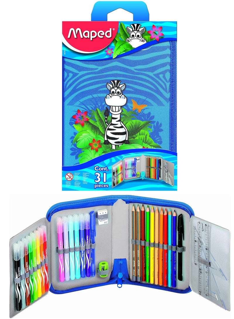 Maped 31-Piece Colouring Set With Case Jungle Design - Image 1