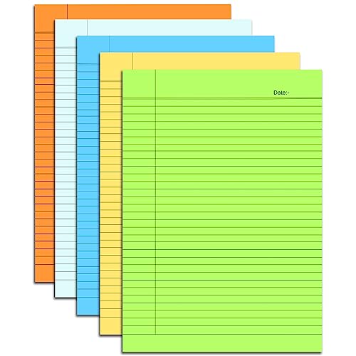 Lakeer A4 Size Ruled Paper-Single Side Ruled | 5 Colours-Pack of 50 Sheets | for Project/Assignment/Practical/Homework, (Fluorescent Colours) - Image 1