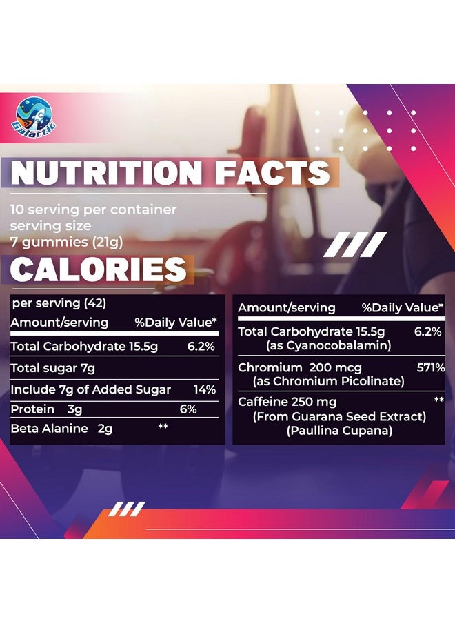 Health & Household - Galactic Pre-Workout Gummies, All Natural, 250Mg Caffeine, Beta-Alanine, L-Citrulline, L-Theanine, Chromium Picolinate, 10 Servings - Image 1