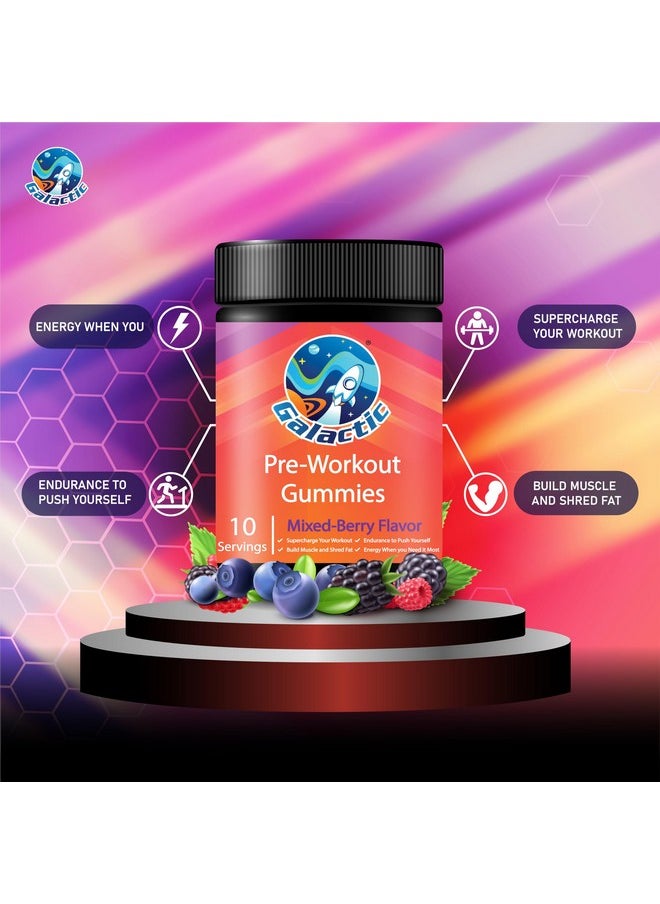 Health & Household - Galactic Pre-Workout Gummies, All Natural, 250Mg Caffeine, Beta-Alanine, L-Citrulline, L-Theanine, Chromium Picolinate, 10 Servings - Image 1