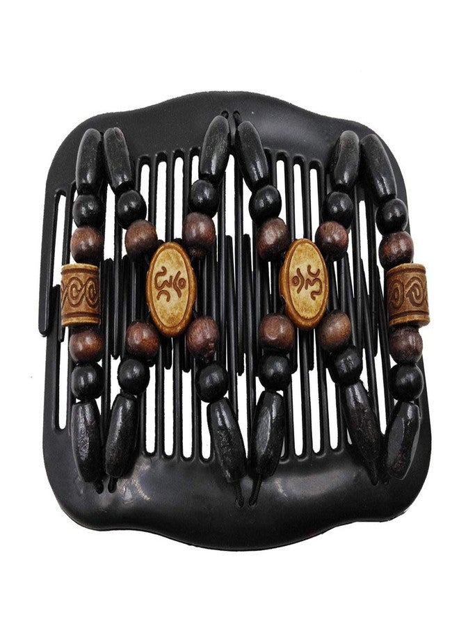 LOVEF 2Pcs Magic Wooden Elastic Hair Combs Double Slide Clip,Best Hair Accessories for Women,Comfy UpDo, Ponytail, French Twist, Bun - Image 2