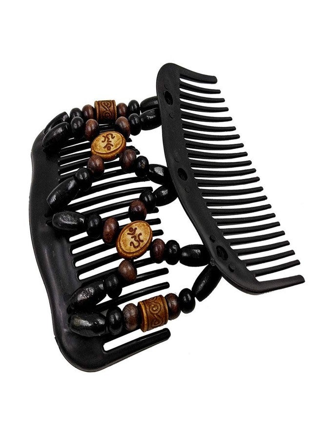 LOVEF 2Pcs Magic Wooden Elastic Hair Combs Double Slide Clip,Best Hair Accessories for Women,Comfy UpDo, Ponytail, French Twist, Bun - Image 4