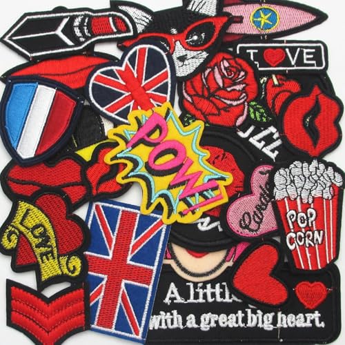 Dandan DIY 20pcs Random Assorted Styles Kid Sew On/Iron On Patch Applique Clothes Dress Plant Hat Jeans Sewing Flowers Applique DIY Accessory - Image 1